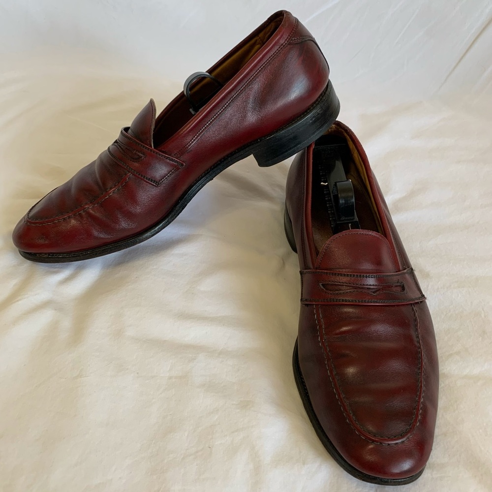 Allen Edmonds St. Denis Burgundy Leather Penny Loafer, men’s 10, dress, career